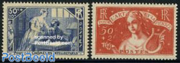France 1935 Mental Health 2v, Unused (hinged), Performance Art - Music - Unused Stamps