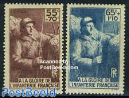France 1938 Infantery Memorial 2v, Mint NH, History - Militarism - World War I - Unused Stamps