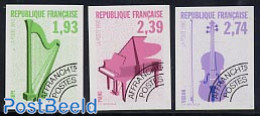 France 1990 Music Instruments 3v Imperforated, Mint NH, Performance Art - Music - Musical Instruments - Ongebruikt