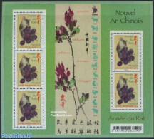 France 2008 Year Of The Rat M/s (with 5 Stamps), Mint NH, Nature - Various - Animals (others & Mixed) - Fruit - New Year - Unused Stamps