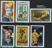 France 2008 Circus 6v, Mint NH, Nature - Performance Art - Cat Family - Horses - Circus - Nuovi