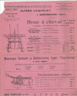 Page  Publicitaire  AGRICULTURE Agricole HOUE A CHEVAL  SEMOIR QUIEVRECHAIN  COQUELET 1926 - Publicités