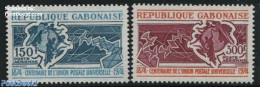 Gabon 1974 UPU Centenary 2v, Mint NH, Nature - Birds - Post - U.P.U. - Pigeons - Unused Stamps