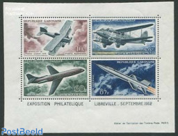 Gabon 1962 Aviation History S/s, Mint NH, Transport - Aircraft & Aviation - Space Exploration - Unused Stamps