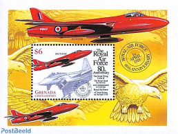 Grenada Grenadines 1998 80 Years R.A.F. Hunter, S/s, Mint NH, Transport - Aircraft & Aviation - Vliegtuigen