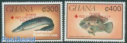 Ghana 1993 Red Cross 2v, Mint NH, Health - Nature - Red Cross - Fish - Cruz Roja