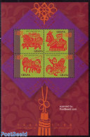 Ghana 2001 Year Of The Horse 4v M/s, Mint NH, Nature - Various - Horses - New Year - Nouvel An