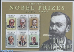 Ghana 2001 Nobel Prize 6v M/s, Walther Kohn, Mint NH, History - Science - Nobel Prize Winners - Chemistry & Chemists - Premio Nobel