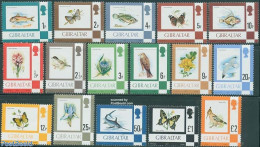 Gibraltar 1977 Definitives 16v, Mint NH, Nature - Birds - Butterflies - Fish - Flowers & Plants - Vissen