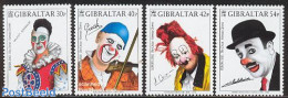 Gibraltar 2002 Europa, Clowns 4v, Mint NH, History - Performance Art - Europa (cept) - Circus - Music - Art - Handwrit.. - Circo