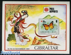 Gibraltar 1991 Philanippon S/s, Mint NH, Nature - Butterflies - Gibraltar