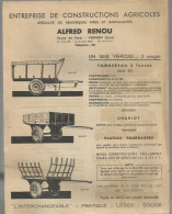 Page  Publicitaire  AGRICULTURE Agricole  Alfred RENOU  VERNON CHARIOT  PLATEAU TOMBEREAU - Publicités