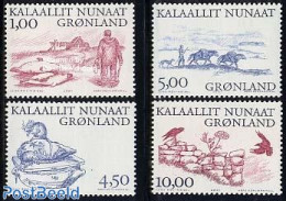 Greenland 2001 Arctic Vikings 4v, Mint NH, Nature - Birds - Dogs - Sea Mammals - Neufs