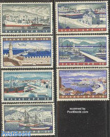 Greece 1958 Harbours 7v, Mint NH, Transport - Various - Ships And Boats - Lighthouses & Safety At Sea - Ongebruikt