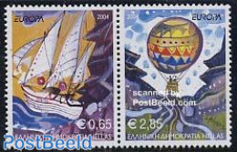 Greece 2004 Europa 2v [:], Mint NH, History - Transport - Various - Europa (cept) - Balloons - Ships And Boats - Tourism - Ongebruikt
