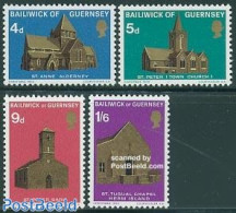 Guernsey 1970 Christmas 4v, Mint NH, Religion - Christmas - Churches, Temples, Mosques, Synagogues - Noël