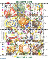 Guernsey 1992 Christmas, Food 12v M/s, Mint NH, Health - Religion - Food & Drink - Christmas - Food