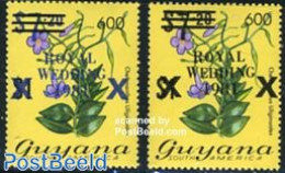 Guyana 1984 Overprints 2v, Mint NH, Nature - Flowers & Plants - Guiana (1966-...)