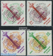 Haiti 1963 Peaceful Use Of Space 4v, Overprints, Mint NH, Transport - Various - Space Exploration - World Expositions - Haiti