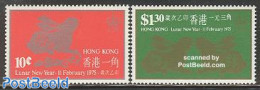 Hong Kong 1975 Year Of The Rabbit 2v, Mint NH, Nature - Various - Animals (others & Mixed) - Rabbits / Hares - New Year - Unused Stamps