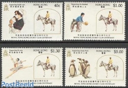 Hong Kong 1984 Jockey Club 4v, Mint NH, Health - Nature - Performance Art - Disabled Persons - Health - Horses - Pengu.. - Ongebruikt