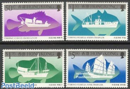 Hong Kong 1986 Fishing Vessels 4v, Mint NH, Nature - Transport - Fish - Fishing - Ships And Boats - Neufs