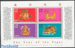 Hong Kong 1998 Year Of The Tiger S/s, Mint NH, Nature - Various - Cat Family - New Year - Nuovi
