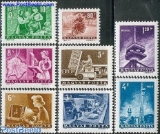 Hungary 1964 Postal Service 8v, Mint NH, Transport - Various - Post - Automobiles - Motorcycles - Railways - Maps - Unused Stamps