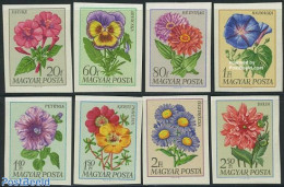 Hungary 1968 Garden Flowers 8v Imperforated, Mint NH, Nature - Flowers & Plants - Ongebruikt