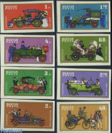 Hungary 1970 Automobiles 8v Imperforated, Mint NH, Nature - Transport - Dogs - Horses - Automobiles - Art - Fashion - Unused Stamps