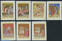 Hungary 1971 Miniatures 7v Imperforated, Mint NH, Nature - Horses - Art - Paintings - Nuevos