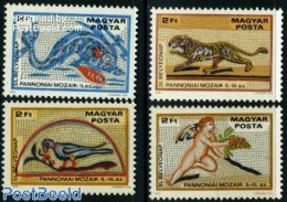Hungary 1978 Stamp Day, Mosaics 4v, Mint NH, Nature - Birds - Cat Family - Sea Mammals - Wine & Winery - Stamp Day - A.. - Ongebruikt