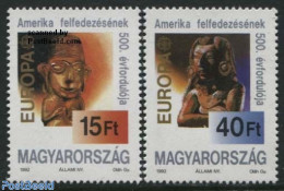 Hungary 1992 Europa, Discovery Of America 2v, Mint NH, History - Europa (cept) - Explorers - Art - Sculpture - Unused Stamps
