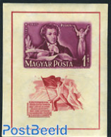 Hungary 1949 Pushkin Imperforated S/s, Mint NH, Art - Authors - Ungebraucht