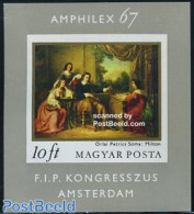 Hungary 1967 Amphilex, Painting S/s, Imperforated, Mint NH, History - Netherlands & Dutch - Philately - Art - Paintings - Ongebruikt