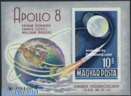 Hungary 1969 Apollo 8 S/s Imperforated, Mint NH, Transport - Space Exploration - Ongebruikt
