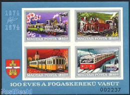 Hungary 1974 Budapest Railway S/s Imperforated, Mint NH, Nature - Transport - Horses - Automobiles - Railways - Art - .. - Ungebraucht