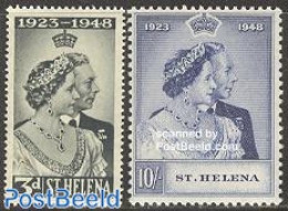 Saint Helena 1948 Silver Wedding 2v, Unused (hinged), History - Kings & Queens (Royalty) - Royalties, Royals