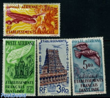 French India 1948 Definitives 4v, Unused (hinged), Nature - Transport - Birds - Aircraft & Aviation - Ungebraucht