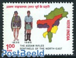India 1985 Assam Regiment 1v, Mint NH, Various - Maps - Uniforms - Nuevos
