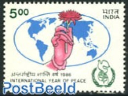 India 1986 International Year Of Peace 1v, Mint NH, History - Nature - Various - Peace - Flowers & Plants - Maps - Neufs