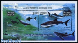 India 2009 Dolphins S/s, Joint Issue Philippines, Mint NH, Nature - Various - Sea Mammals - Joint Issues - Nuovi