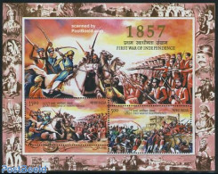 India 2007 War Of Independence S/s, Mint NH, History - Nature - Militarism - Horses - Unused Stamps
