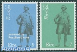 Ireland 1974 Europa 2v, Mint NH, History - Europa (cept) - Newspapers & Journalism - Politicians - Art - Sculpture - Unused Stamps