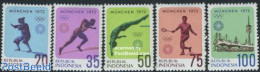 Indonesia 1972 Olympic Games Munich 5v, Mint NH, Sport - Athletics - Badminton - Olympic Games - Swimming - Atletica