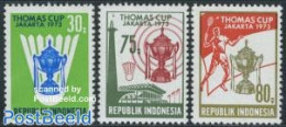 Indonesia 1973 Thomas Cup 3v, Mint NH, Sport - Badminton - Sport (other And Mixed) - Bádminton