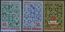 Indonesia 1977 Sports Festival 3v, Mint NH, Sport - Badminton - Basketball - Chess - Fencing - Golf - Playing Cards - .. - Bádminton
