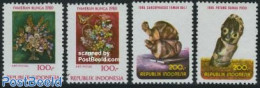 Indonesia 1980 London 80 4v (from S/s), Mint NH, Nature - Flowers & Plants - Art - Sculpture - Escultura