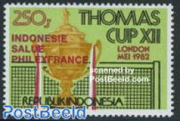 Indonesia 1982 Thomas Cup 1v With Red Overprint (from S/s), Mint NH, Sport - Badminton - Sport (other And Mixed) - Badminton