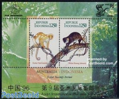 Indonesia 1996 China 96 S/s, Mint NH, Nature - Animals (others & Mixed) - Monkeys - Indonesia